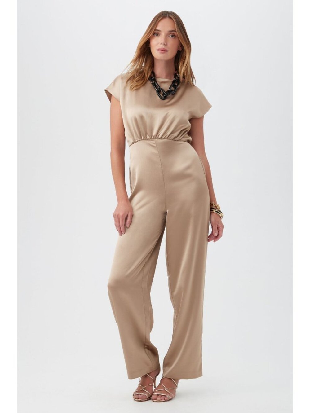 Trina Turk Shimai Metallic Gold Sleeveless Dress Jumpsuit 12